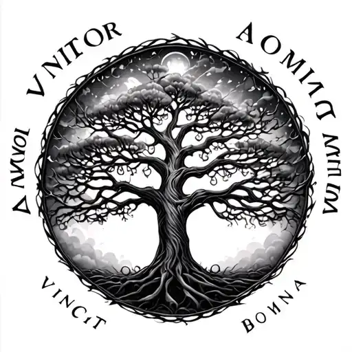 Tree Of Life With The Phrase Amor Vincit Omnia