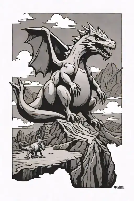 Desert Mountain With Small Charizard