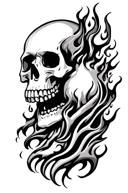 Skull And Flames And Tribal Y2k Style