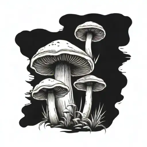 5 Mushrooms With A Christian Cross In The Background