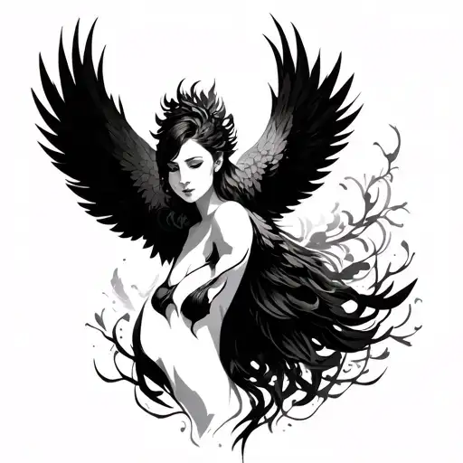 Woman And Phenix Bird