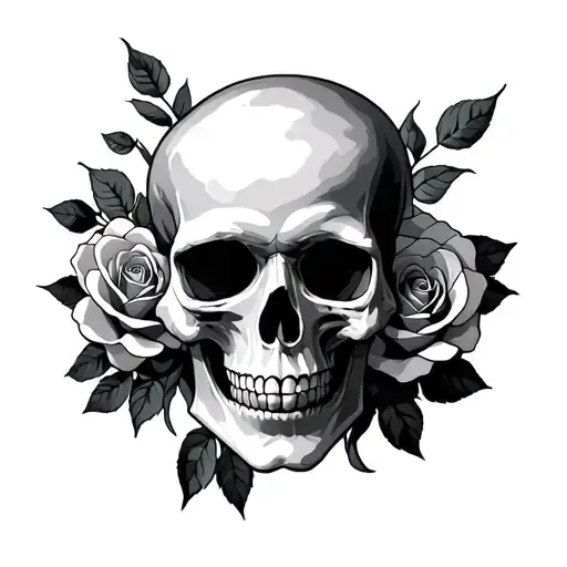 Skull And Roses Mystical