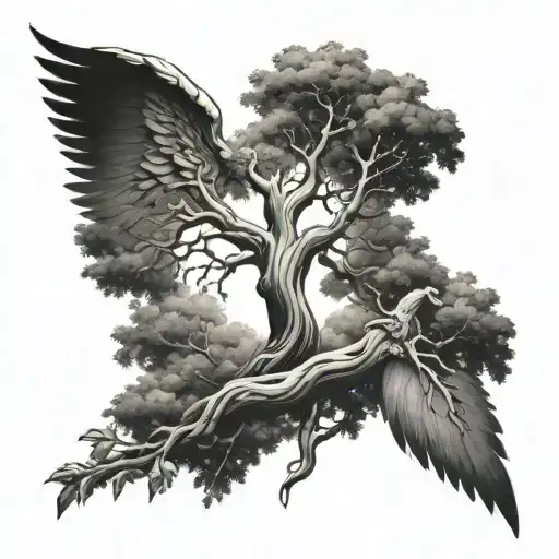 Tree And Angel Wings