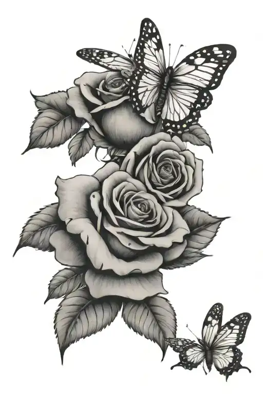 Rose And Butterfly Landing