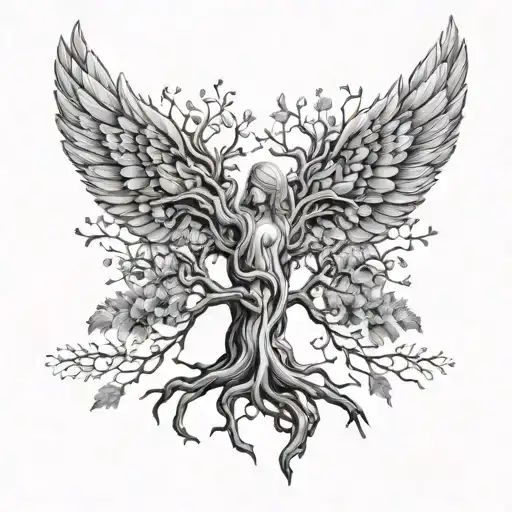 Tree And Angel Wings