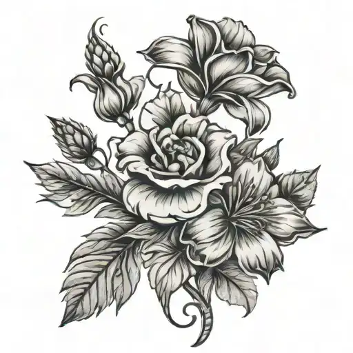 August And November Birth Flower Bouquet With Stems