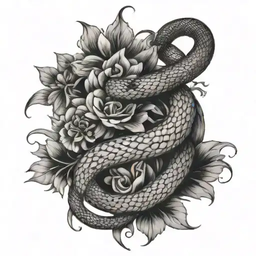 Feminine Flower Ornamental Realism Snake