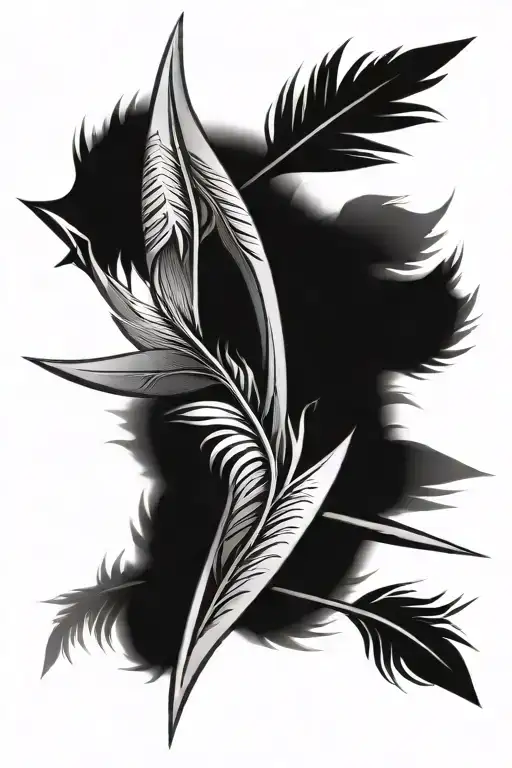 Single Arrow Simple With Feathered Fletching Intwined