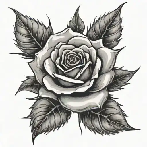 A Single Rose Blooming With Thorns