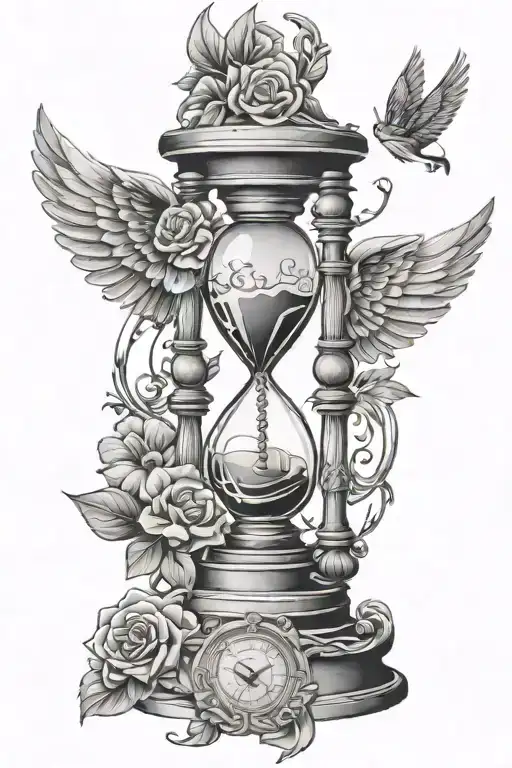 Chicano Tattoos Styles Hourglass With Music Note And Wing