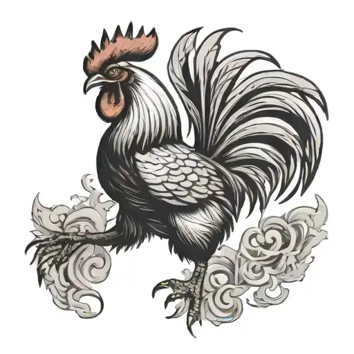 Rooster Jumping To Attack