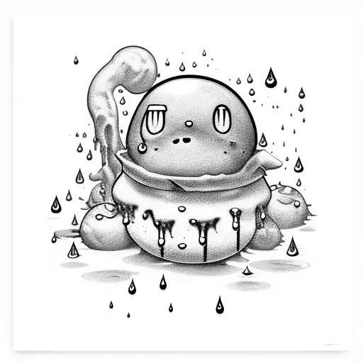 Goth Kirby In A Surreal Drippy Environment