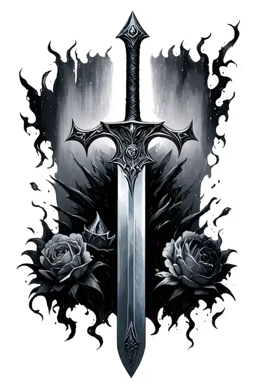Narsil Sword Surrounded By Some Dark Themes Kinda In Goth Style