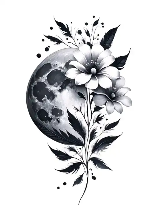 Moon Feathers Flowers