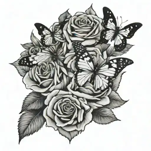 Roses Money Signs And Butterfly's All Together