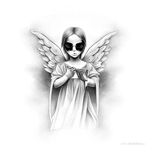 Medio Angel Medio Esqueleto Con Una Lanza Apuntando Hacia Abajo