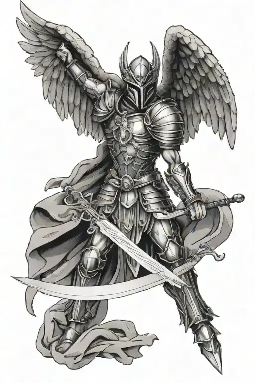 Archangel Michael In A Mask With A Sword And A Mask