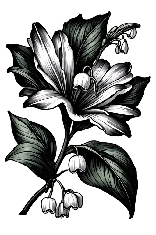 Lily Of The Valley Flower Fine Line Medium Sized No Religious Value But Representing Beauty