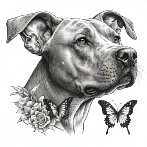 Pitbull With Butterfly On Its Nose