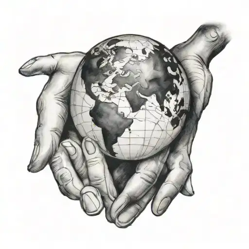 A Globe With A Pair Of Hands Above It With The Fingertips Pressed Together