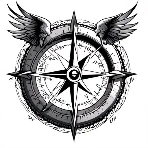 Raven Compass Rose Surrounded