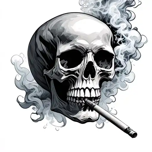 Skull Smoking A Joint Surrounded By Smoke