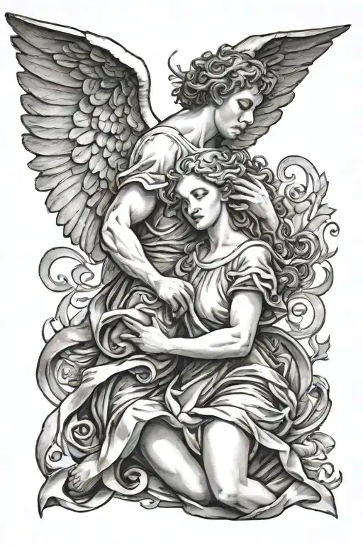 Male Angle Being Held My A Female Angel