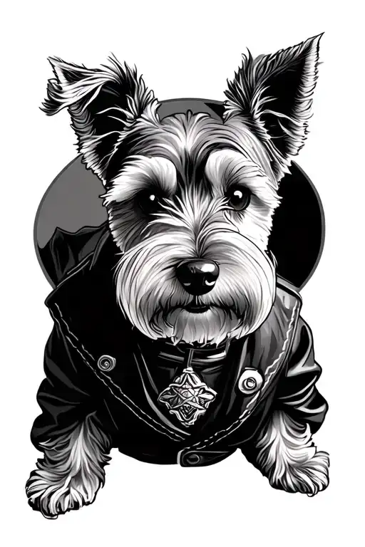 Terrier With A Human Body Wearing Cowboy Outfit Standing