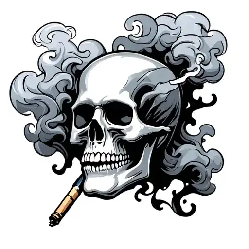 Skull Smoking A Joint Surrounded By Smoke