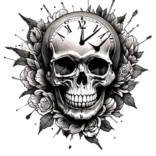 Skull With A Clock Surrounded