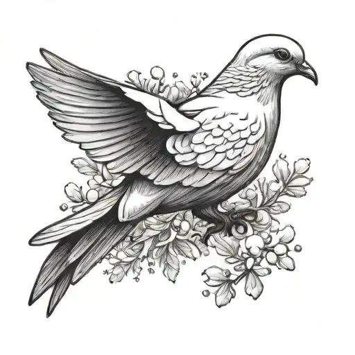 Dove With Snow Background Black And White