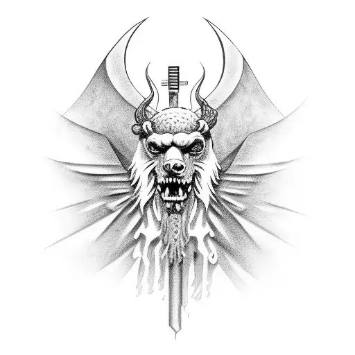 Zach Bryan Playing Guitar Surrounded By Greek Mythological Creatures