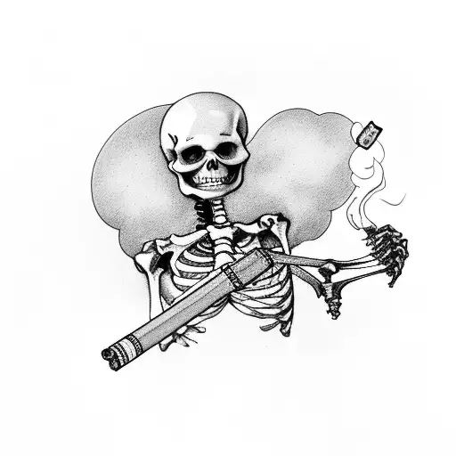 Skeleton Sitting On Top Of Airplane Smoking A Cigarette