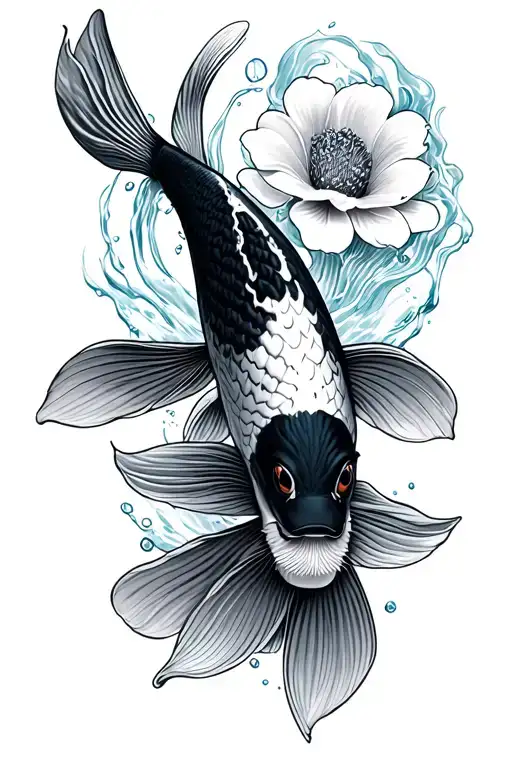 Comman Mallow And Koi Fish Swimming