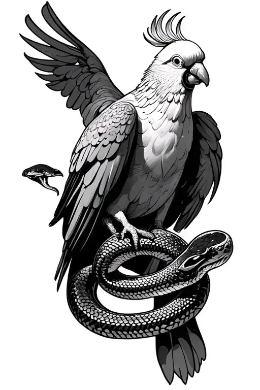 Galah Bird And Snake