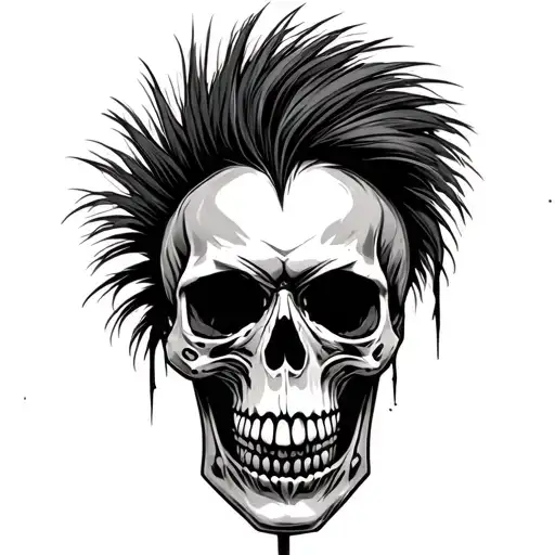 Punk Rock Skull With Mohawk Hairstyle