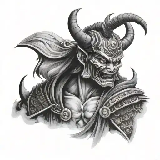 Samurai Demon In Hanya Mask