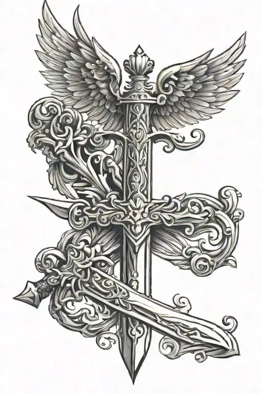 Sword And Wings With Crown
