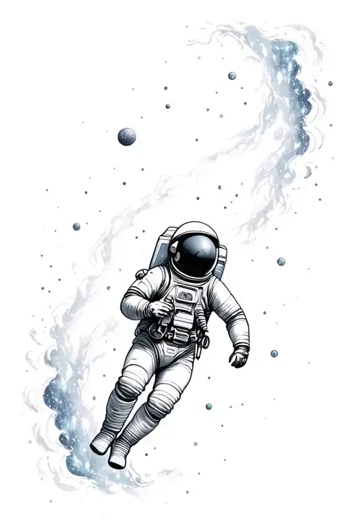 Astronaut Surrounded In Neubules Galaxy Filled