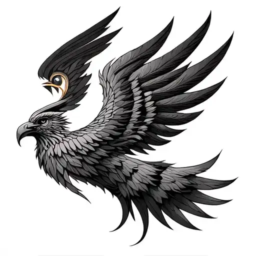 Frontal Phoenix With The Horus Eye Symbol Instead Of The Head