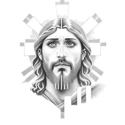 A Portrait Of Jesus With A Halo Made Up Of Blood Glucose Test Strips