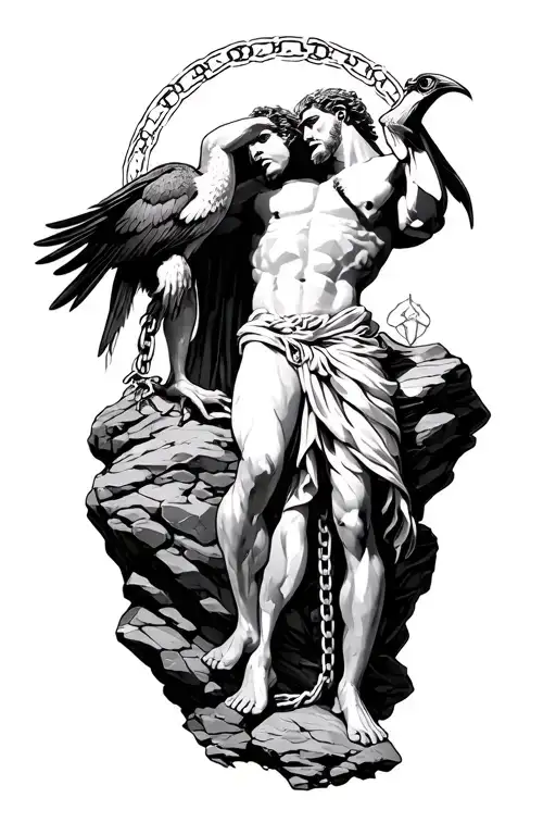 Prometheus Chained To A Rock With A Bird