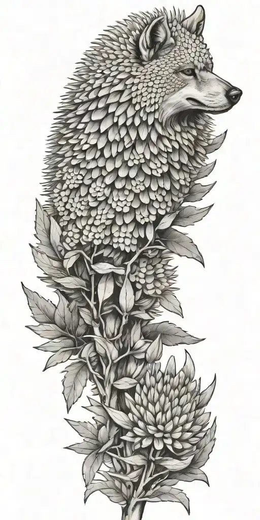 Banksia Plant With Wolf