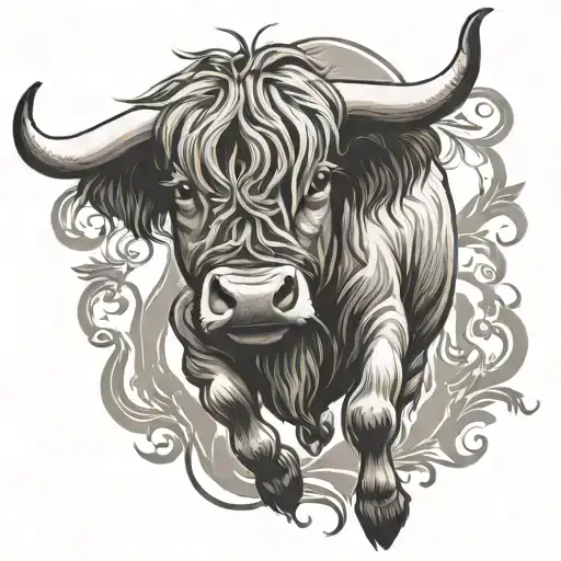 Highland Cow Dancer Gracefully Leaping