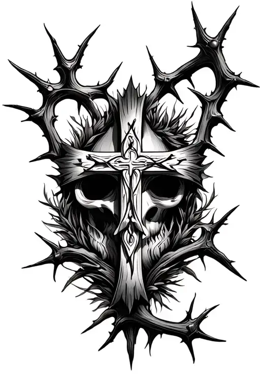 Nature Christian Cross And Thorn Crown