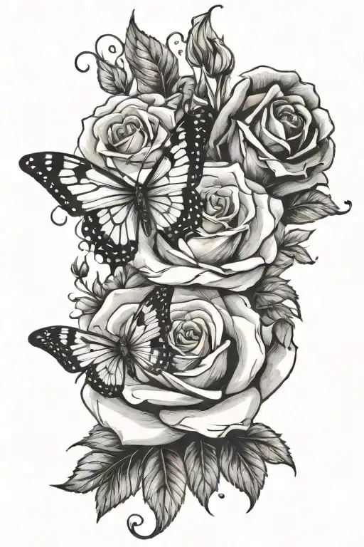 Roses And Butterfly With Virgo Symbol