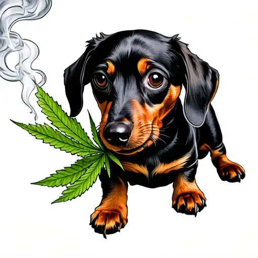 Weiner Dog Smoking Weed
