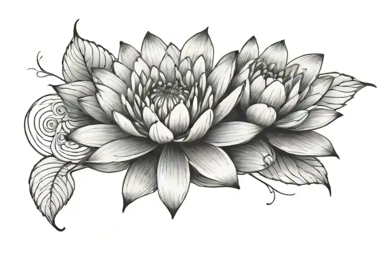 Water Lily And Peona