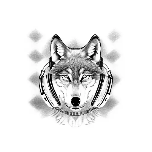 A Wolf Wearing Headphones And Djing On A Turntable