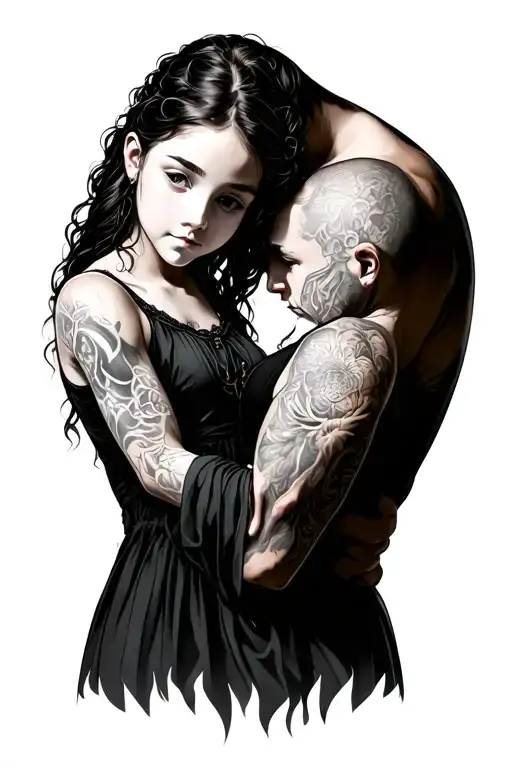 Father And Daughter Together Symbolizing Strength